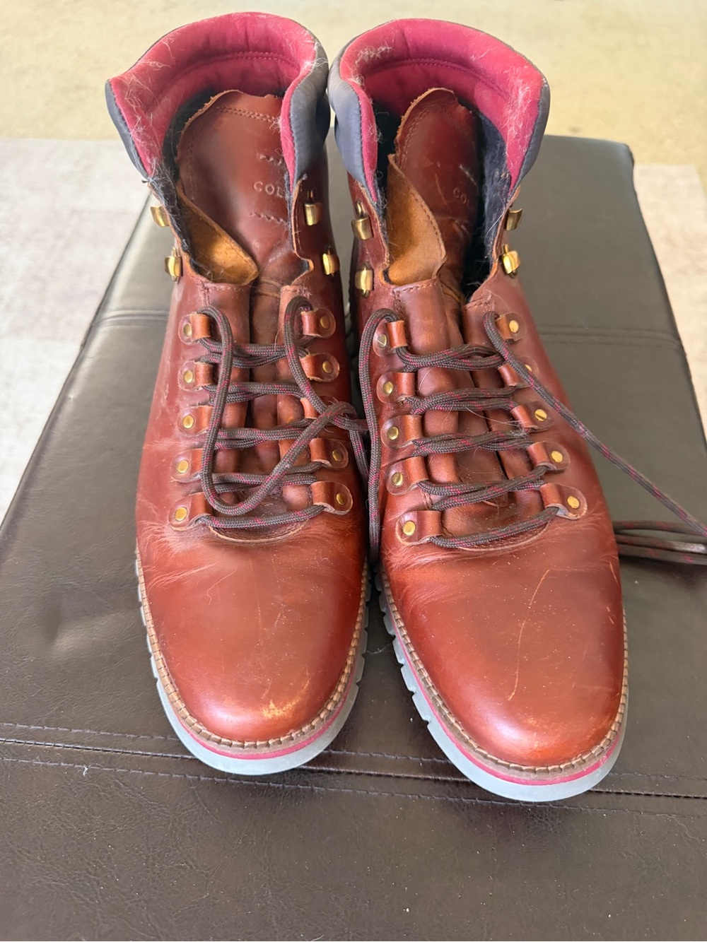 Cole Haan ZeroGrand British Tan Leather Hiking Boots Men’s 12 Excellent